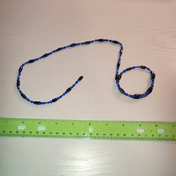 Deep Blue Magnetic Bracelet or Necklace Cobalt Vintage Wear as You Want - Picture 7 of 8